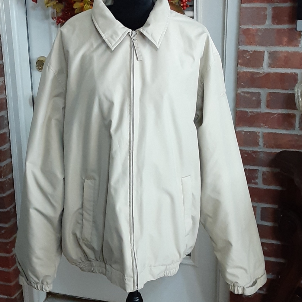 Chaps tan windbreaker Khaki with Navy fleece lining 100% polyester size XL EUC …